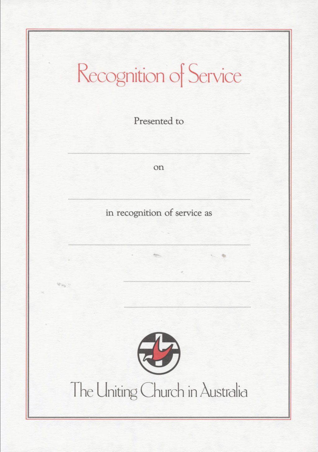 Picture of Recognition of service certificate in the page Recognition of Service Certificate